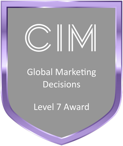 CIM Level 7 Global Marketing Decisions award earned by Isuru Marasinghe